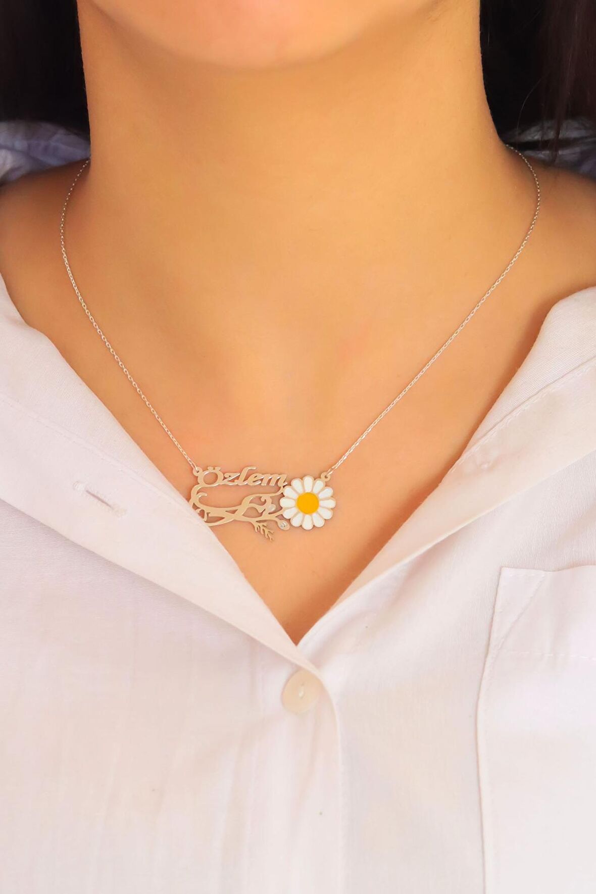 Papatya Model İsimli Gümüş Kadın Kolye 201020383