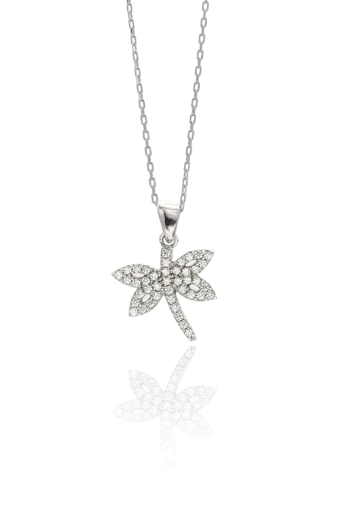 Kelebek Model Zirkon Taşlı Gümüş Hayalet Kolye  201020604