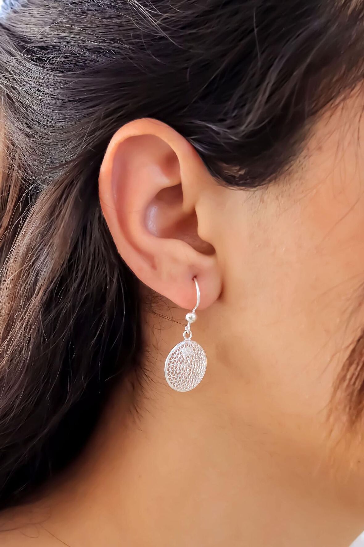 Yuvarlak Model Telkari Gümüş Kadın Küpe 201020840