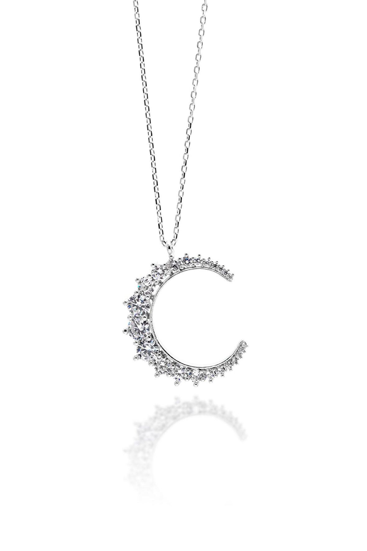 Hilal Model Zirkon Taşlı Kadın Gümüş Kolye 201021033