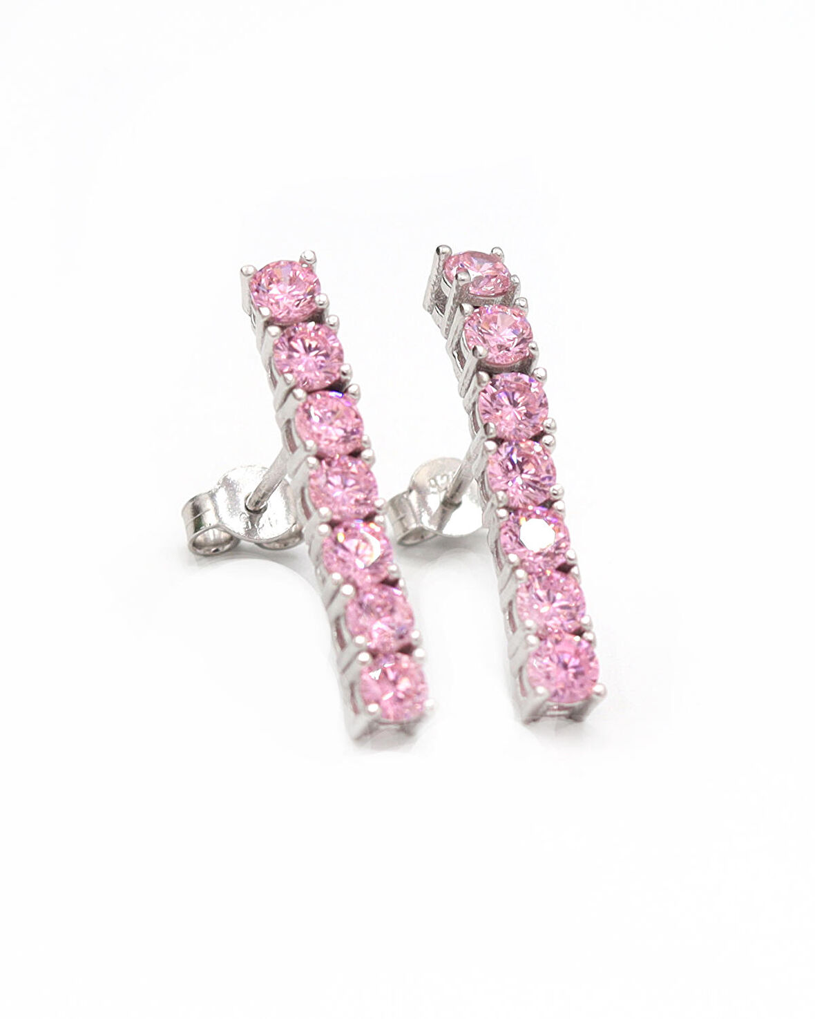 Su Yolu Pembe Kuvars Taşlı 925 Ayar Gümüş Küpe 201021524