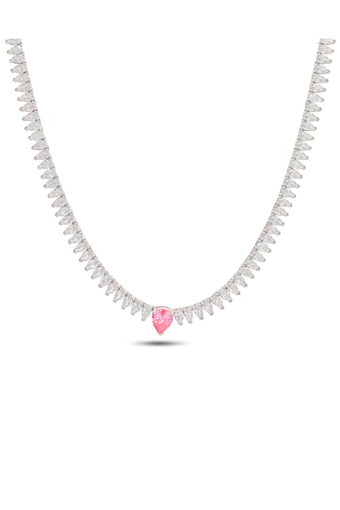 Su Yolu Model Pembe Kuvars Taşlı Kadın Gümüş Kolye 201021870