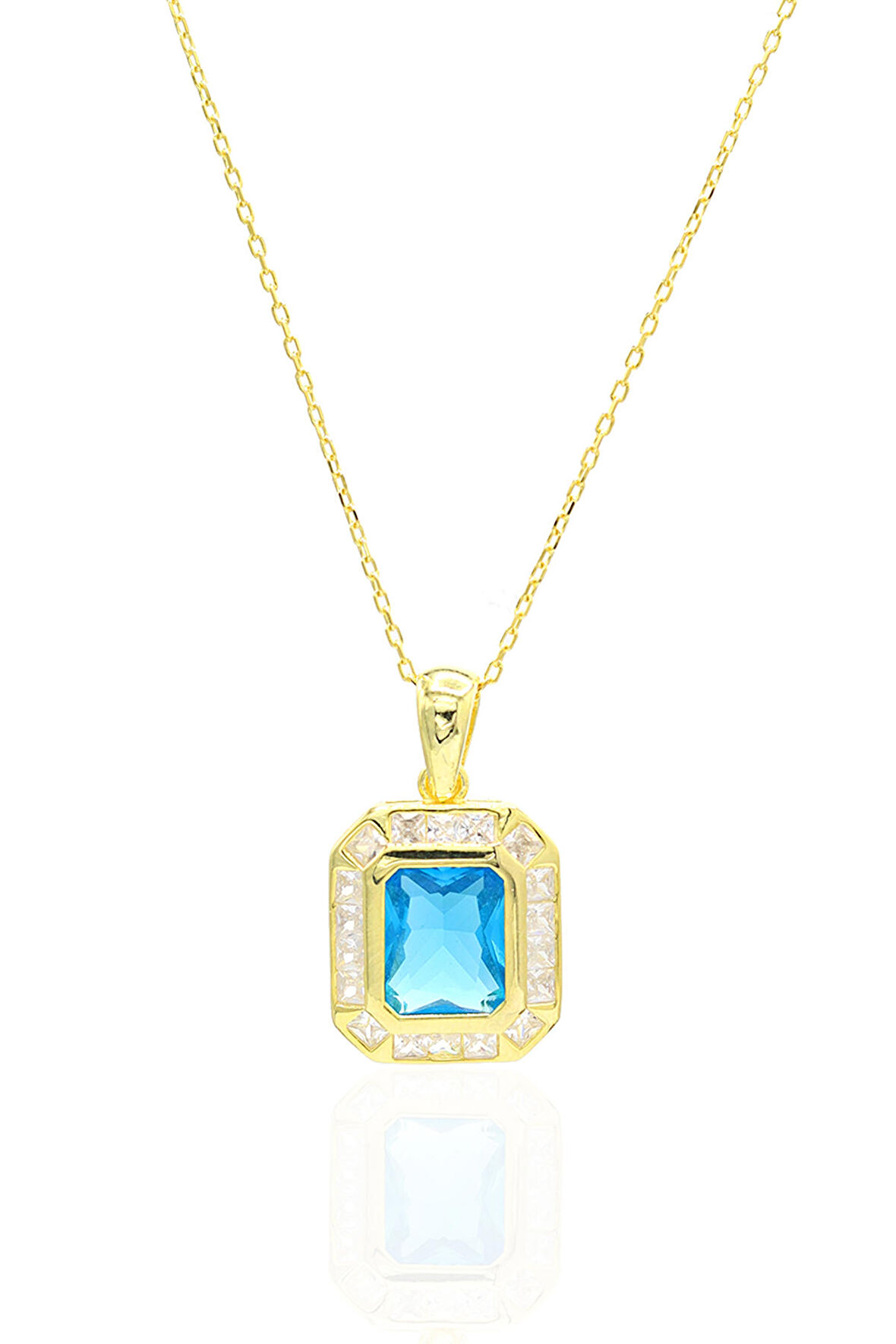 Akuamarin Taşlı 925 Ayar Gümüş Kadın Kolye 201022211