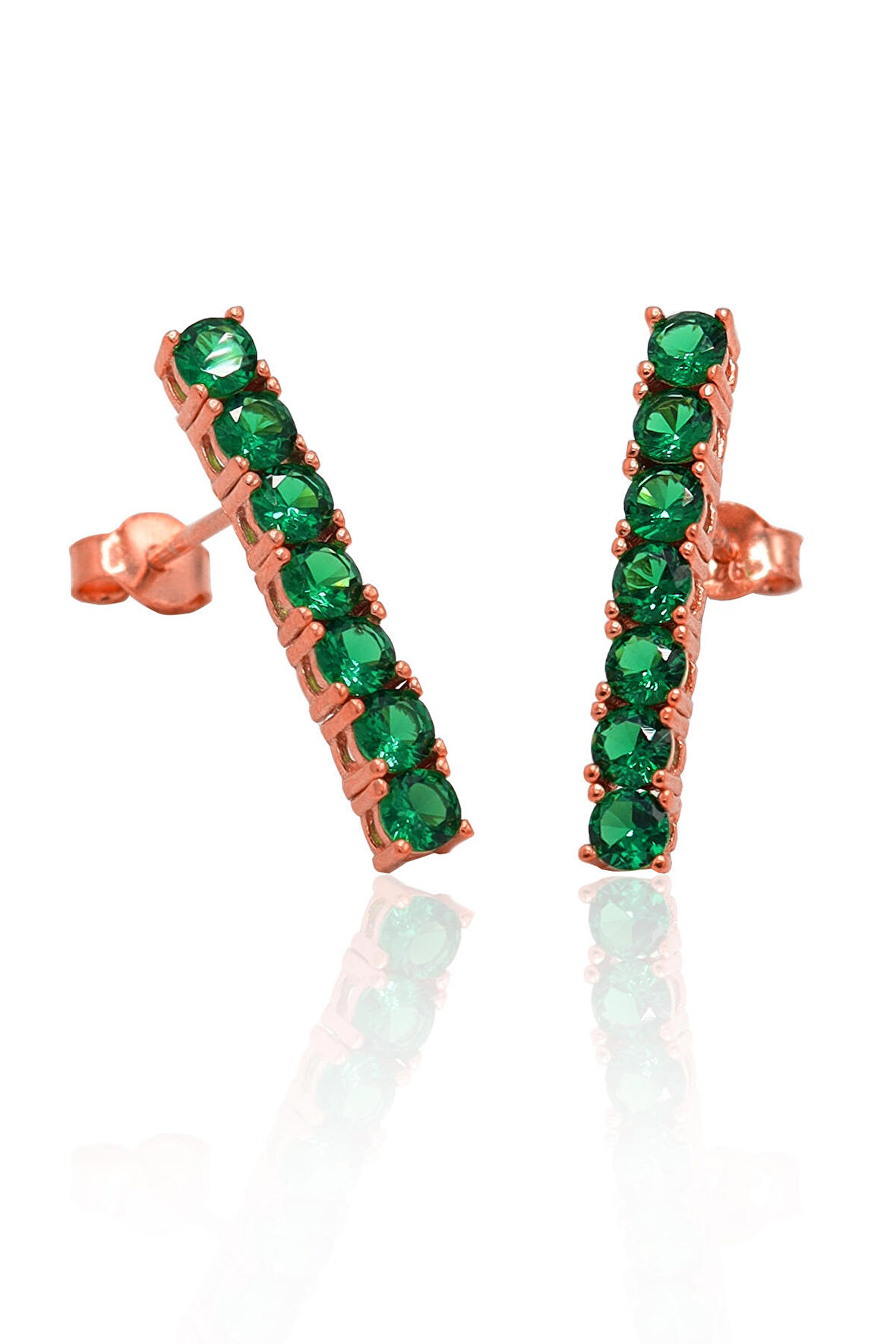 Su Yolu Rose Gold Zümrüt Taşlı 925 Ayar Gümüş Küp