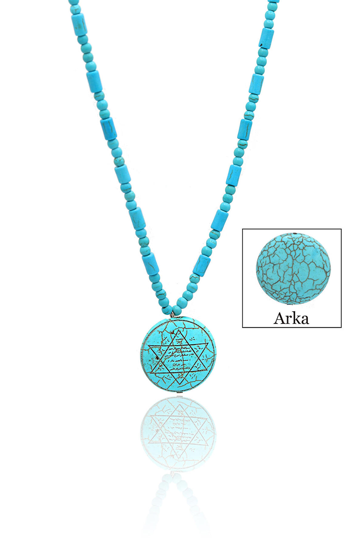 Hz Süleyman Mührü Firuze Taşlı Kadın Kolye 201022577