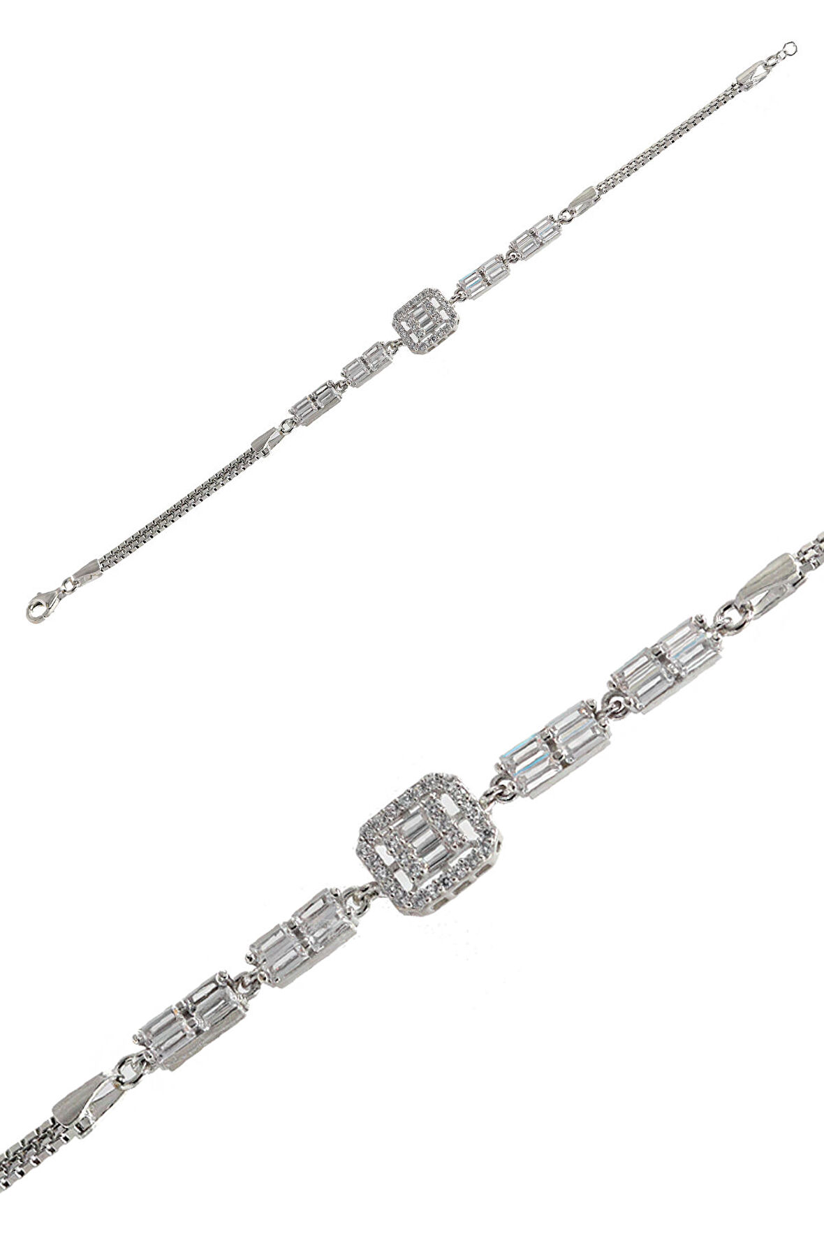 Baget Kesim Zirkon Taşlı 925 Ayar Gümüş Kadın Bileklik 201022944
