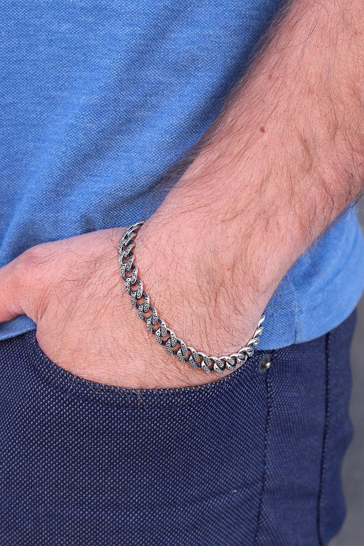 925 Ayar Gümüş Erkek Oksitli Burgu Bileklik 201023128