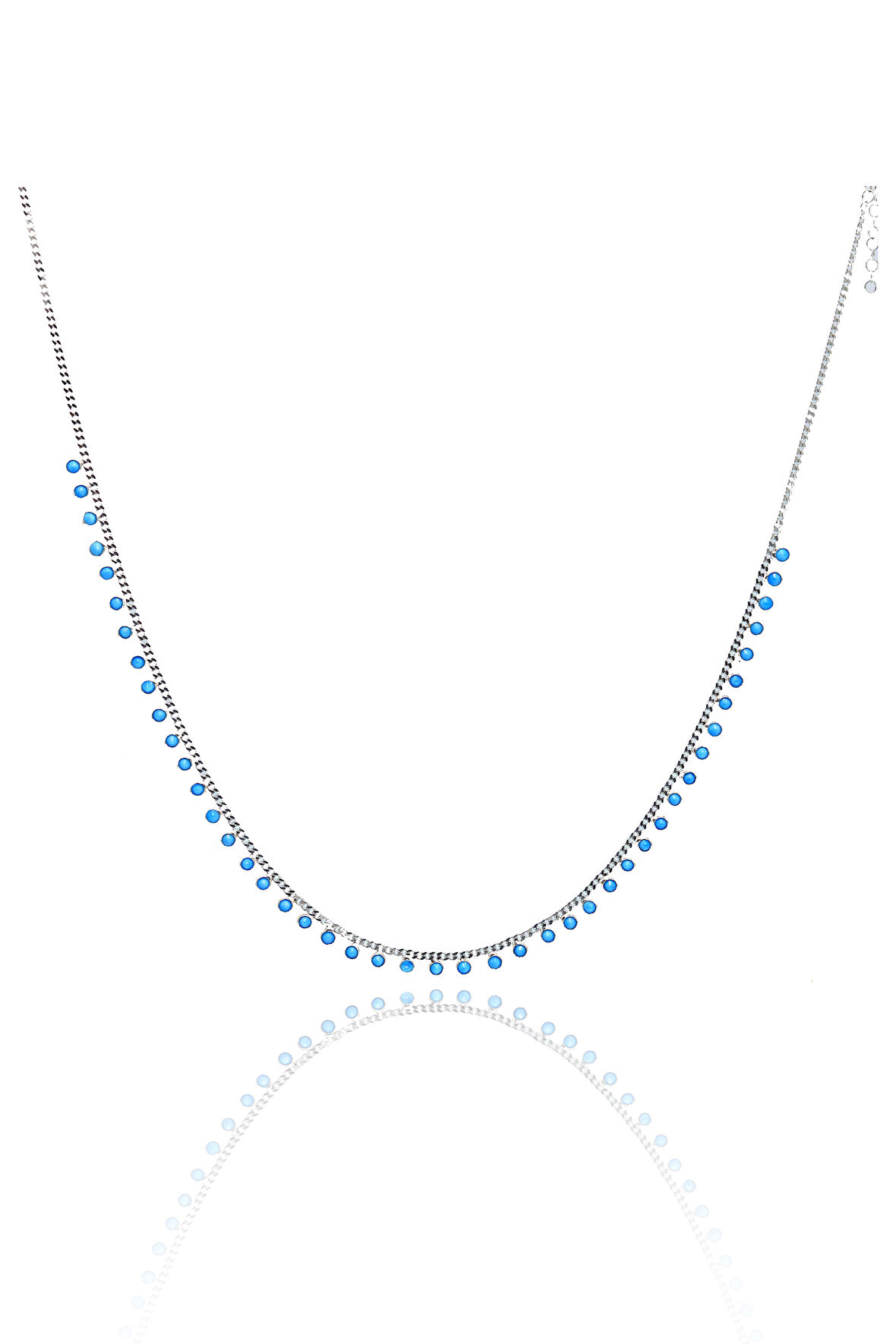 Firuze Taşlı 925 Ayar Gümüş Su Yolu Gerdanlık Şans Kolyesi 201023268