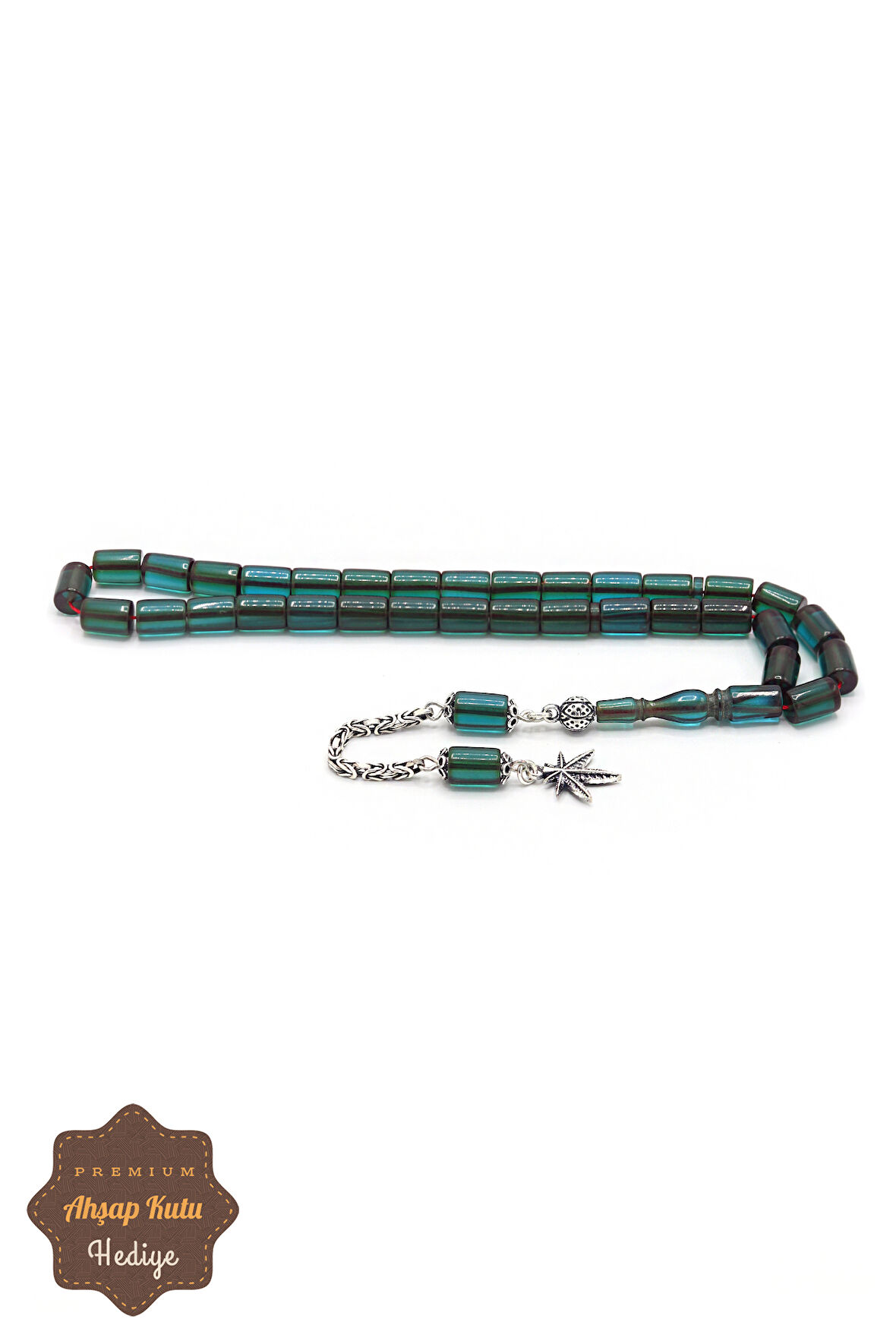 Su Yeşili Gümüş Yaprak Püsküllü Kapsül Kesim Ateş Tesbih 201023358