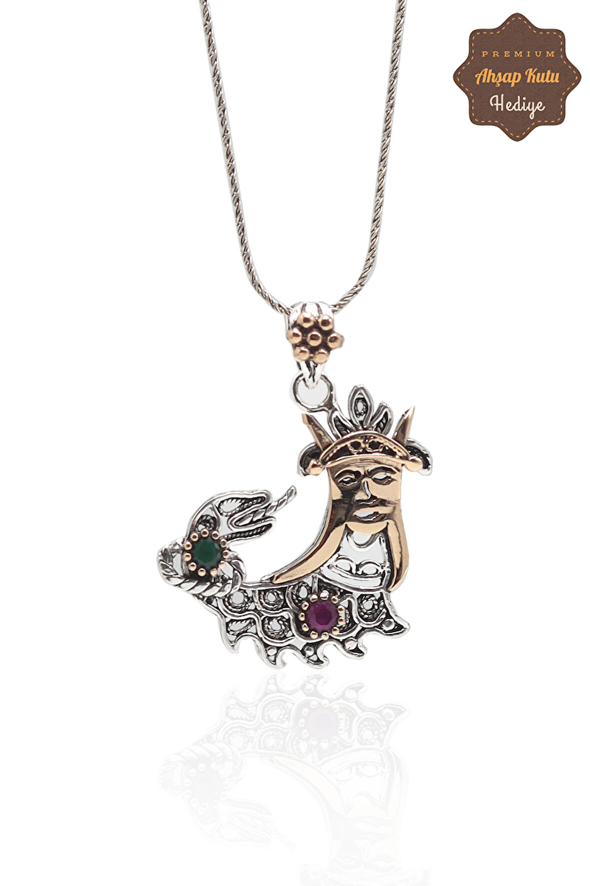 Şahmaran İşlemeli 925 Ayar Gümüş Saf Telkari Kolye 201023448