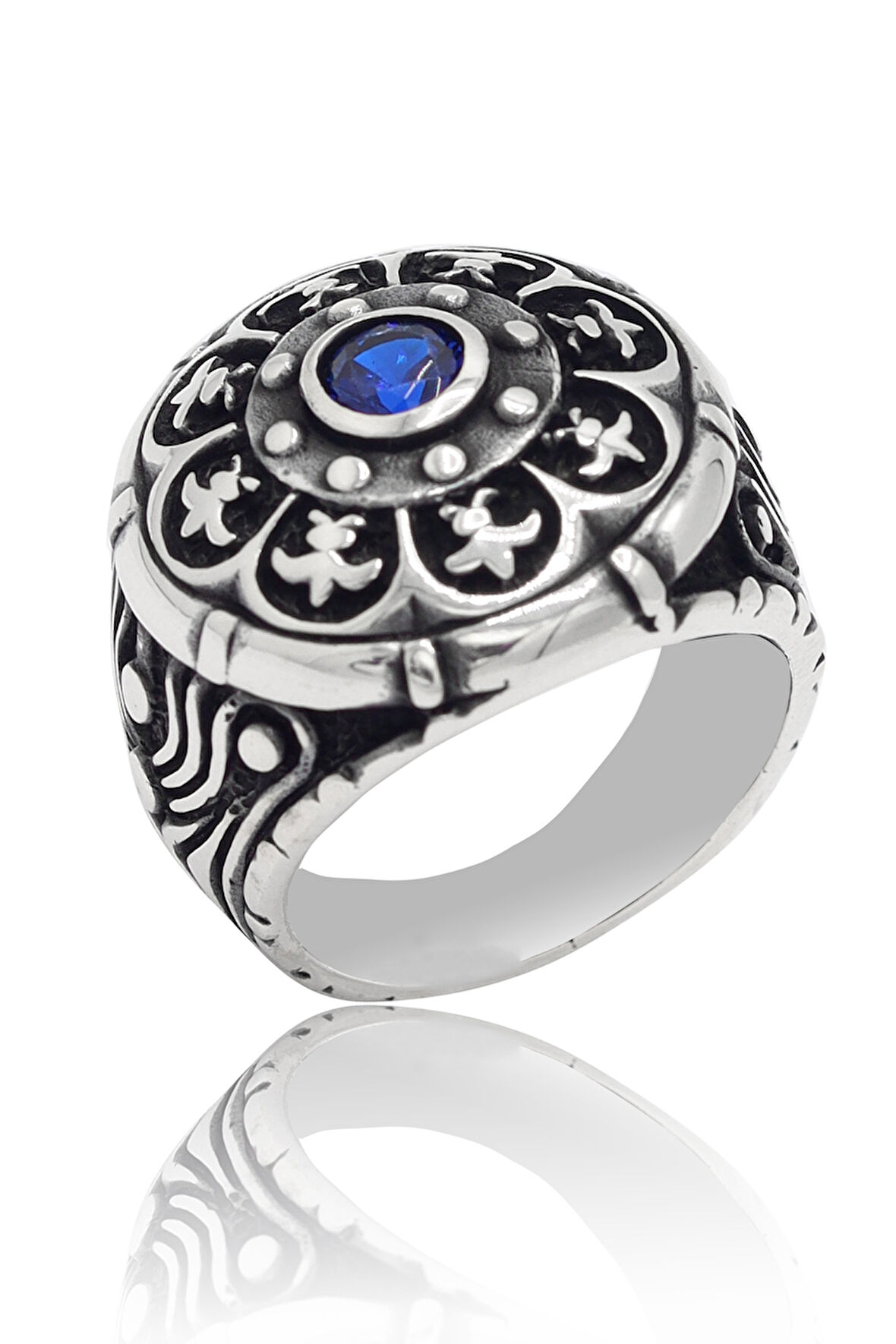 Safir Taşlı 925 Ayar Gümüş Erkek Yüzük 201023725