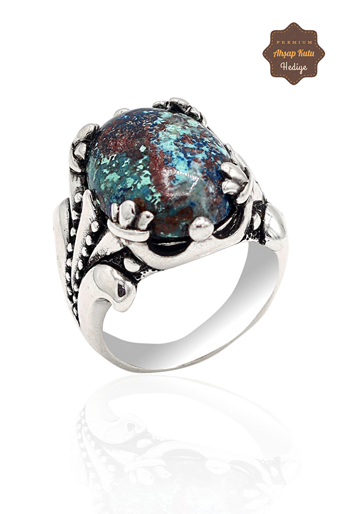 Kantaşı Taşlı 925 Ayar Gümüş Erkek Yüzük 201023773