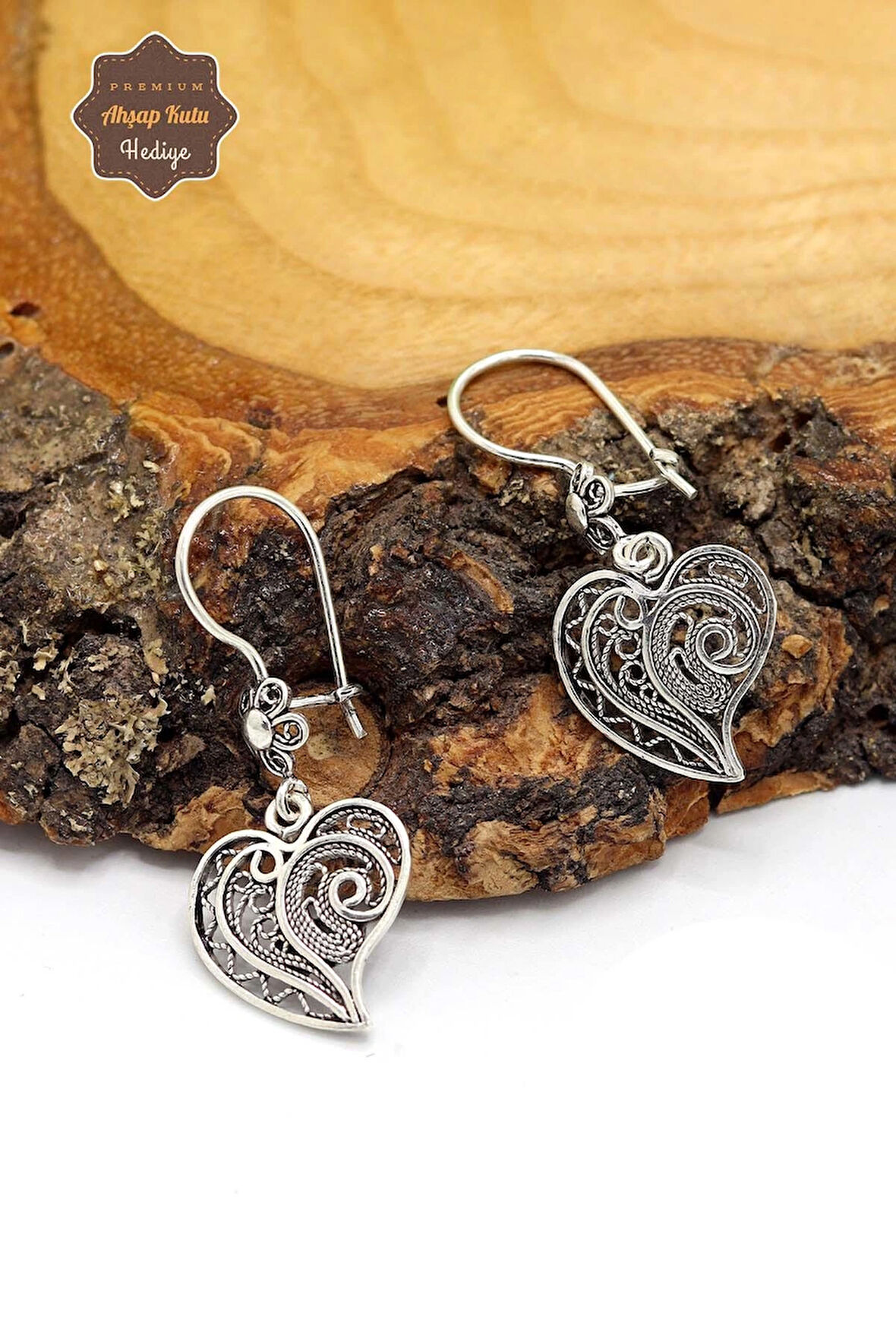 Kalp Model Oksitli Telkari Kadın Gümüş Küpe 201023902