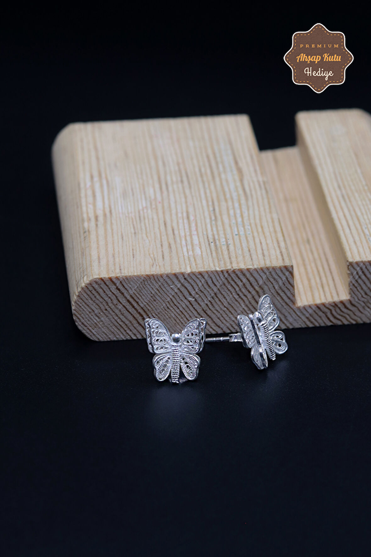 Kelebek Tasarım 925 Ayar Gümüş Telkari Kadın Küpe 201023950