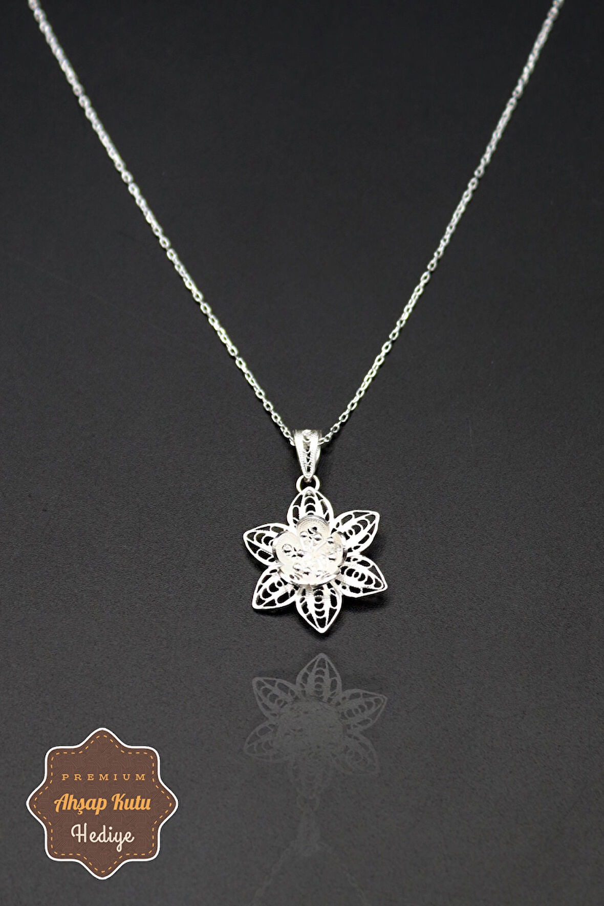 Çiçek Tasarım 925 Ayar Saf Gümüş Telkari Kadın Kolye 201023979