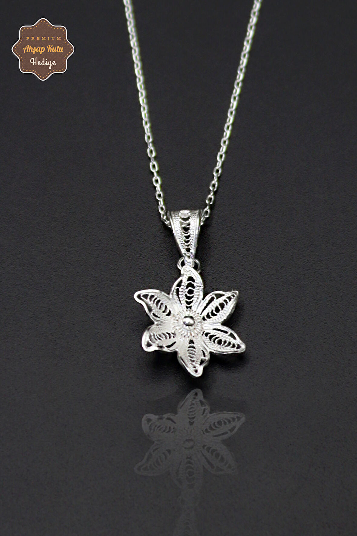 Zarif Çiçek Tasarım 925 Ayar Saf Gümüş Telkari Kadın Kolye 201023987