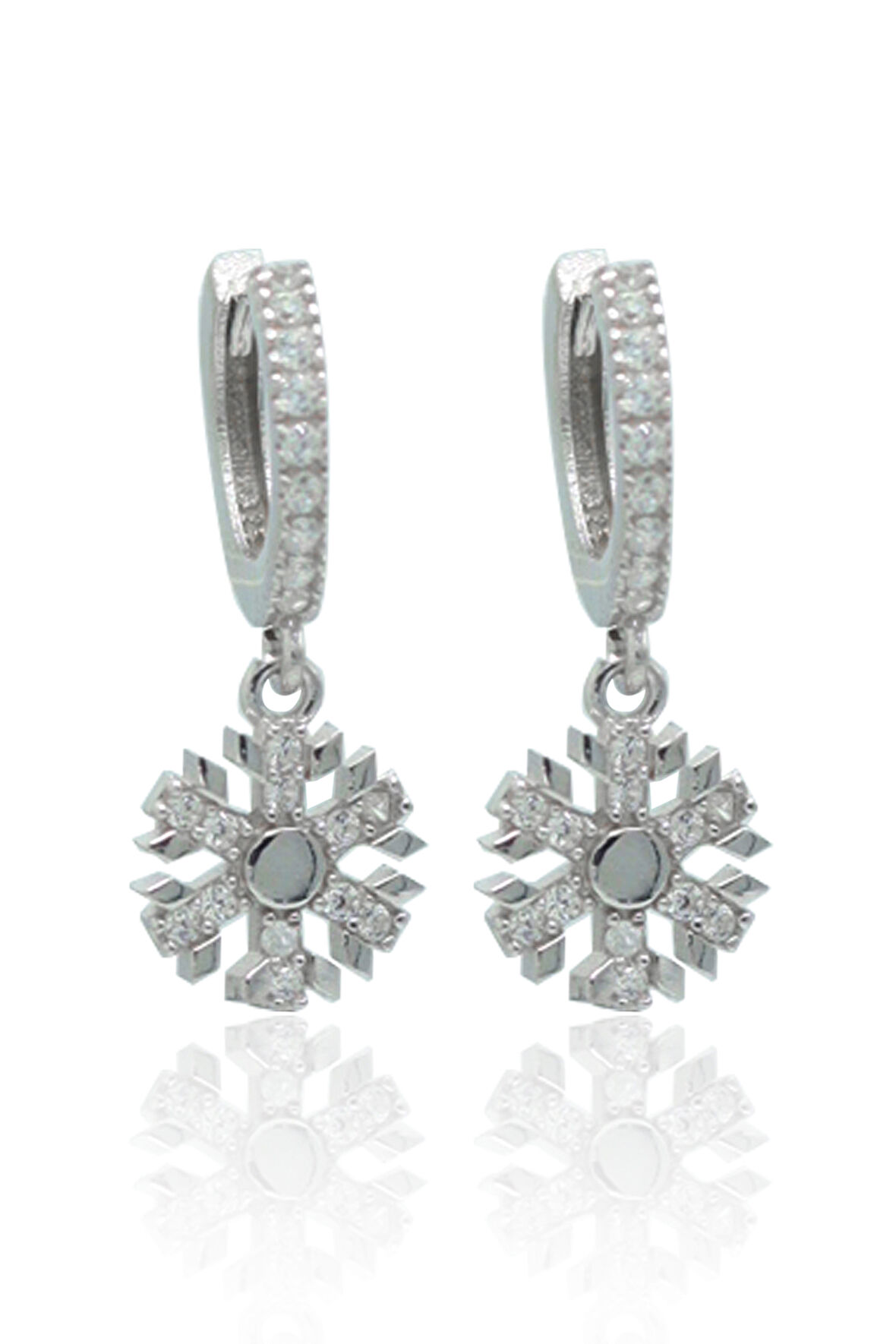 Kar Tanesi Model Zirkon Taşlı 925 Ayar Gümüş Kadın Küpe 201024004