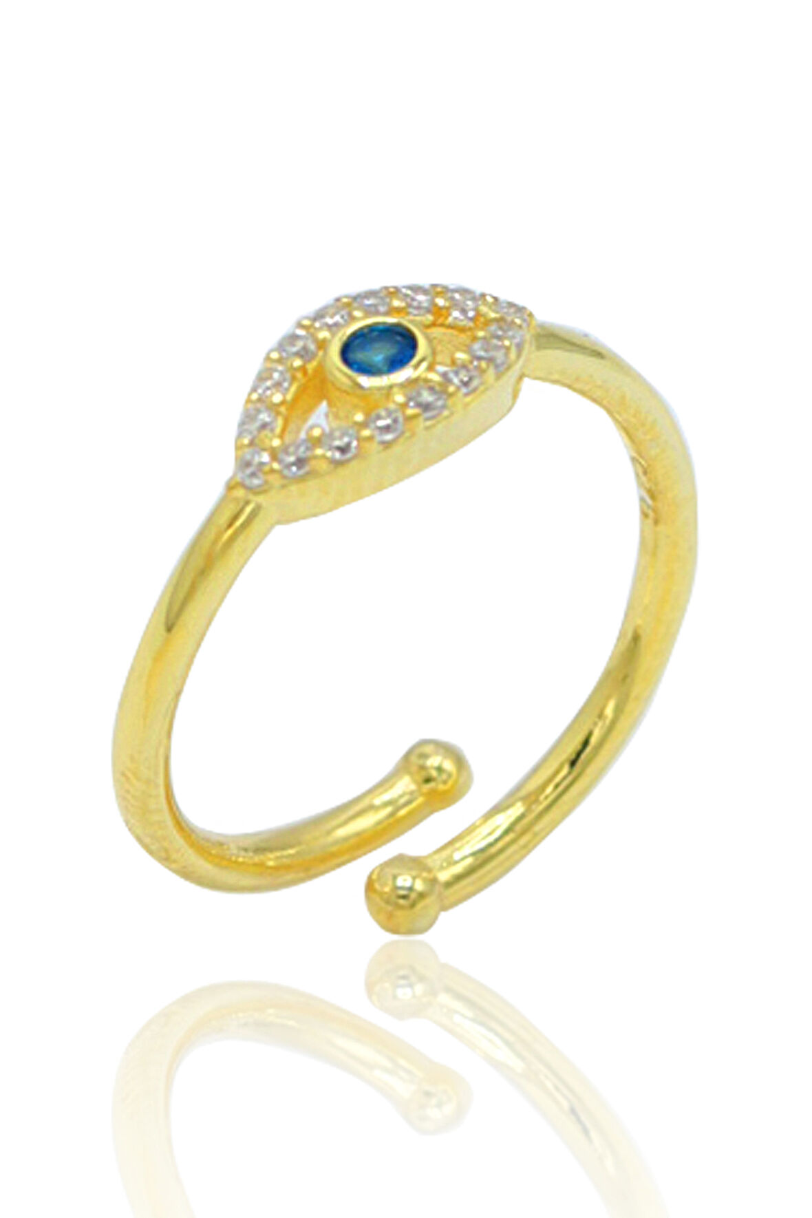 Safir Taşlı Gold Kaplama 925 Ayar Gümüş Kadın Yüzük 201024012