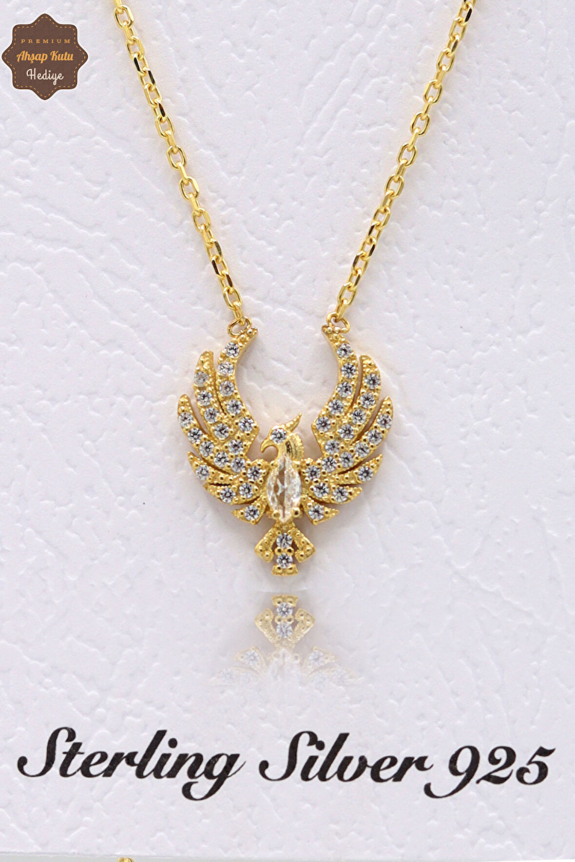 Anka Kuşu Altın Kaplama 925 Ayar Gümüş Kadın Kolye 201024085