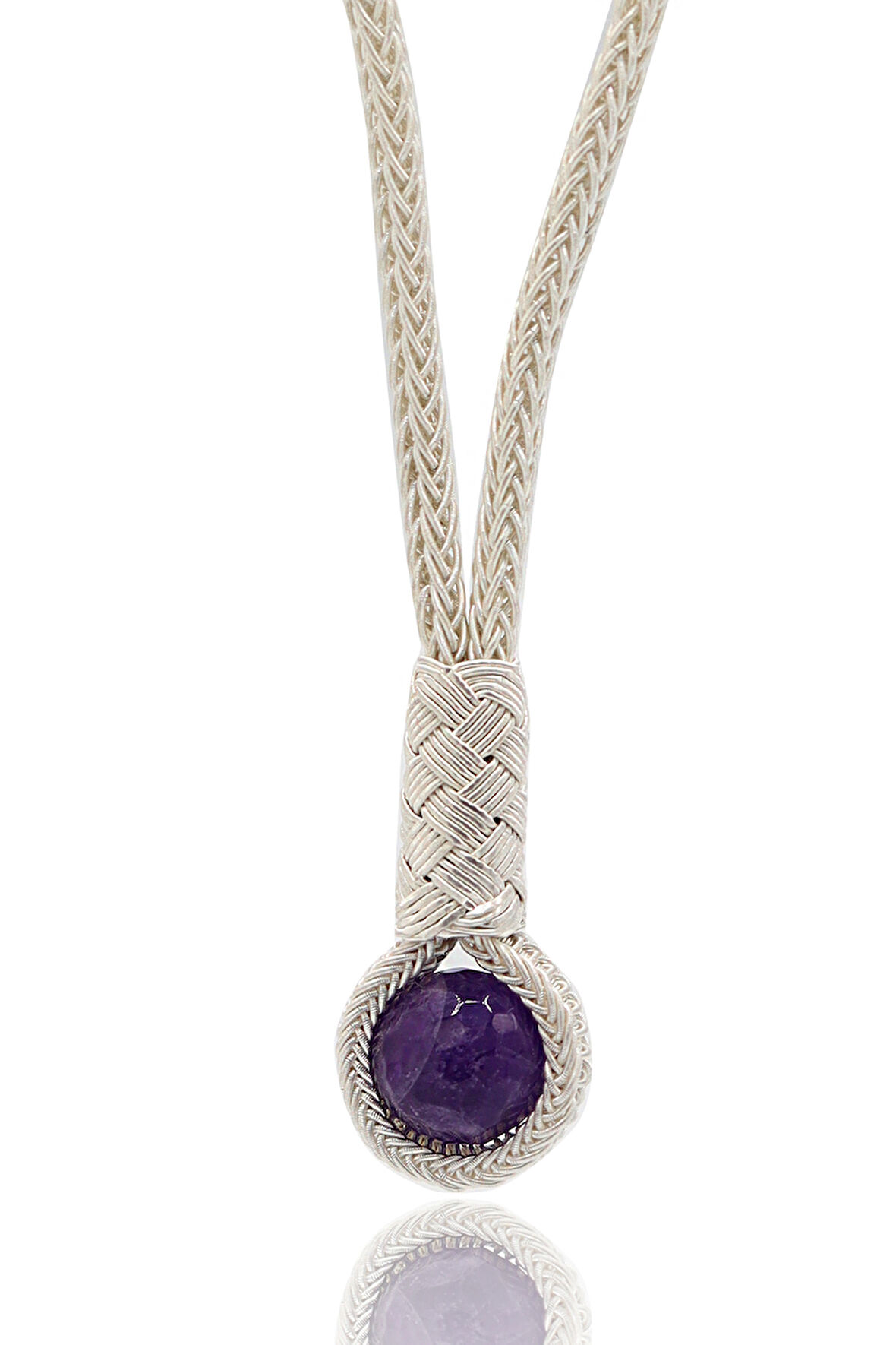 Ametist Taşlı 1000 Ayar Kazaziye Gümüş Gerdanlık Kadın Kolye 201024113