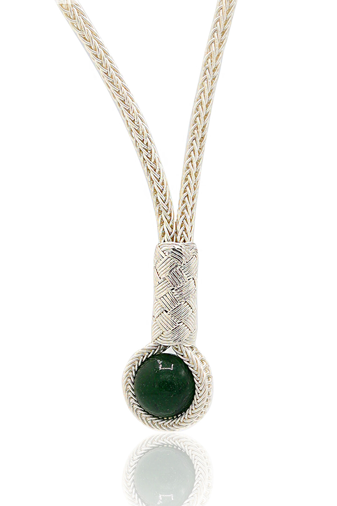 Zümrüt Taşlı 1000 Ayar Kazaziye Gümüş Gerdanlık Kadın Kolye 201024114