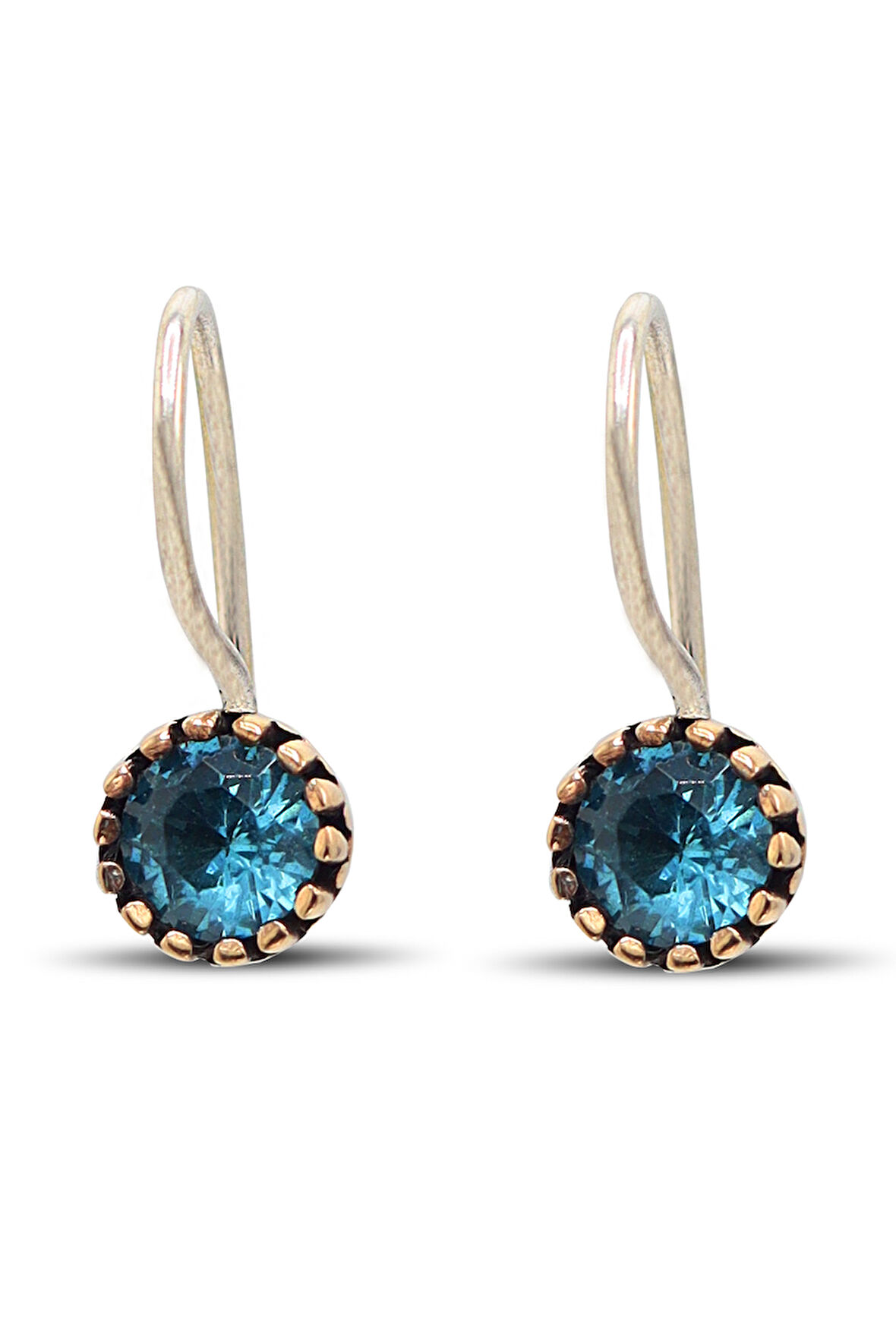 Akuamarin Taşlı Otantik Gümüş Kadın Küpe 201024126