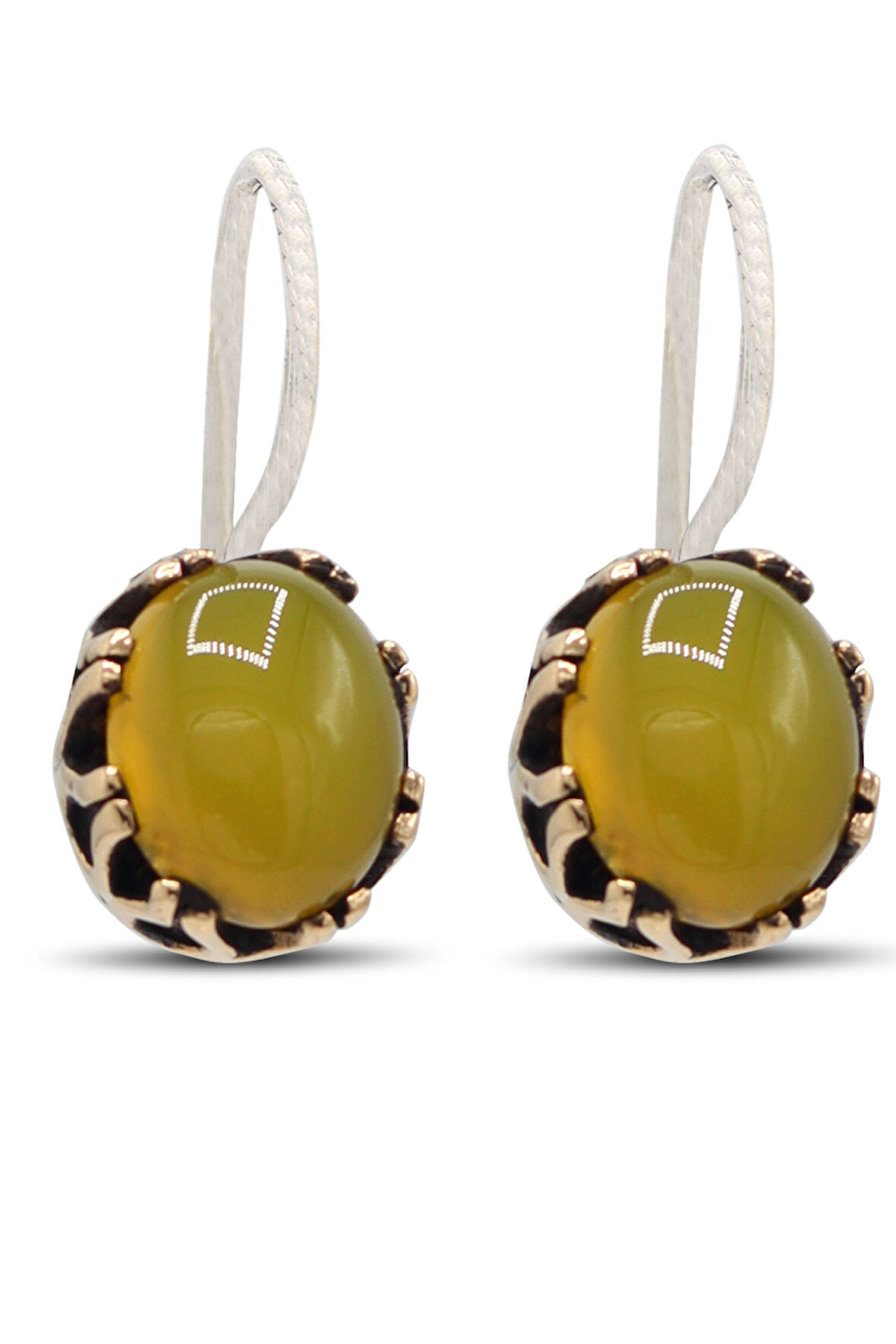 Kehribar Taşlı Otantik Gümüş Kadın Küpe 201024128