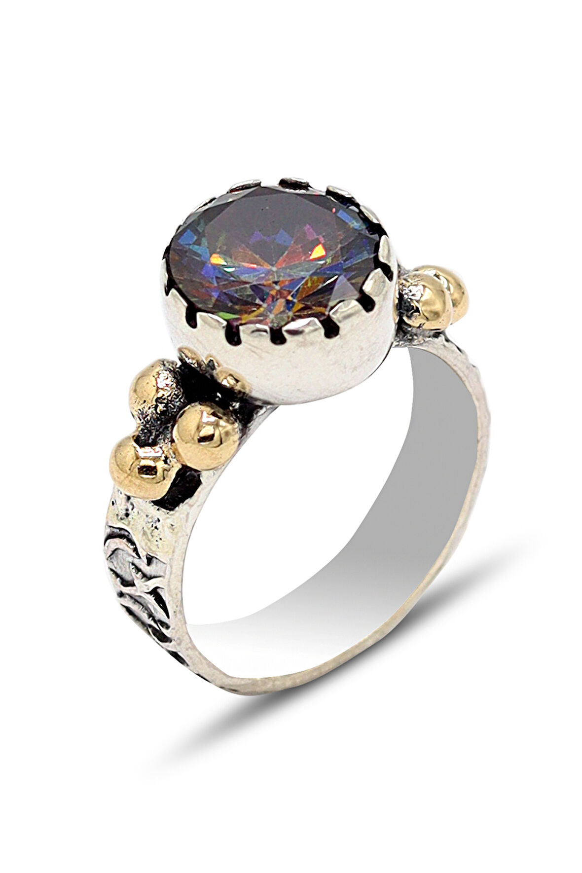 Mistik Topaz Taşlı El işi Otantik Gümüş Kadın Yüzük 201024135