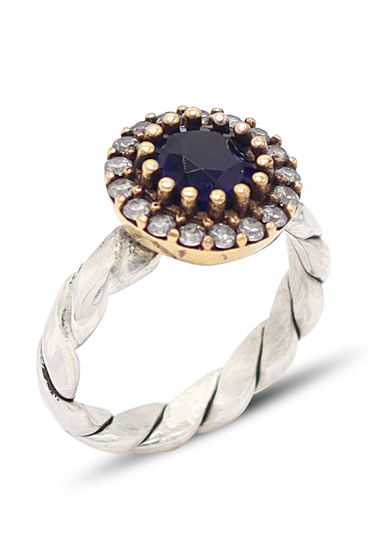 Safir Taşlı El işi Otantik Gümüş Kadın Yüzük 201024143