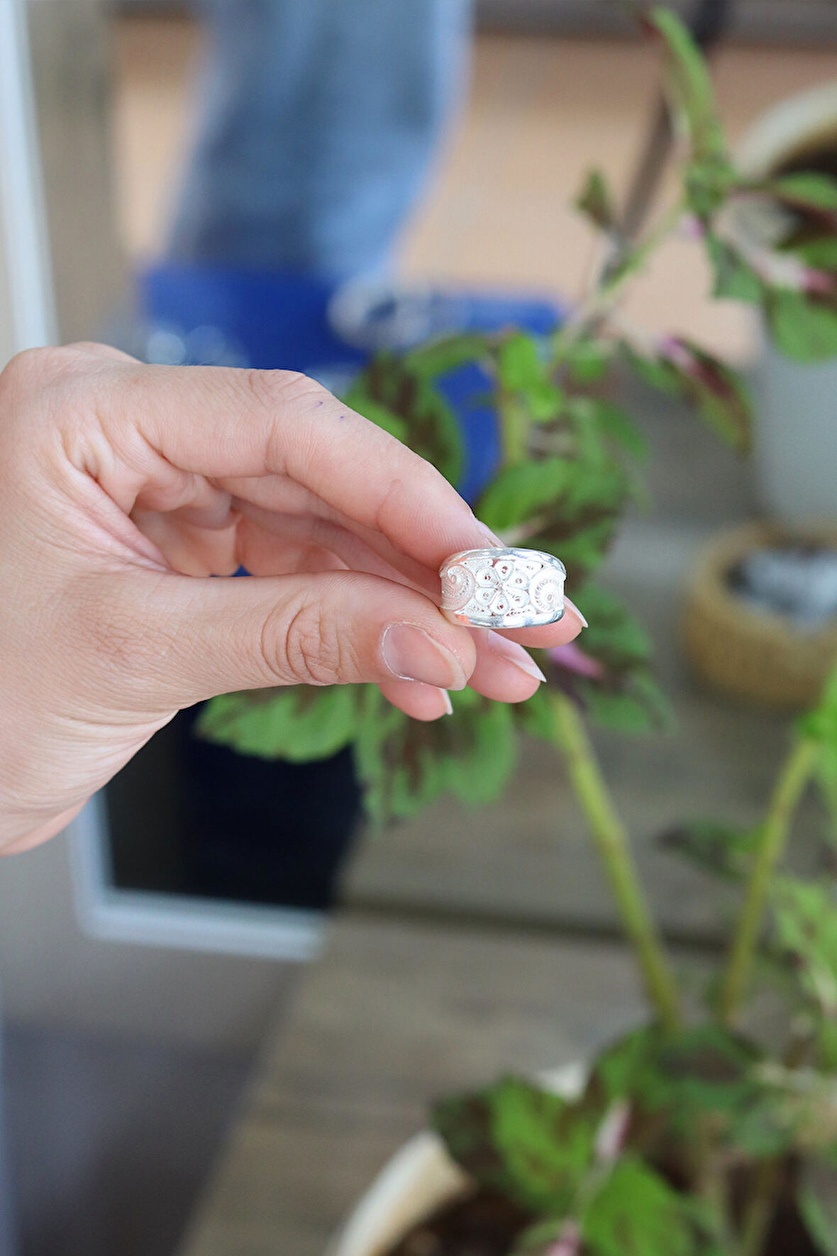 Yöresel Hasır Model El işçiliği 925 Ayar Gümüş Kadın Yüzük 201024193