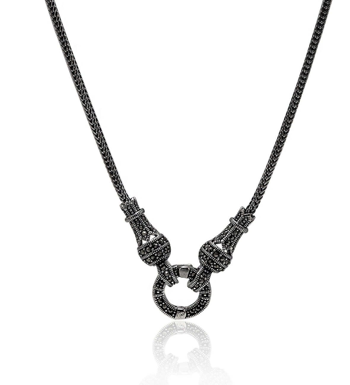 Halka Tasarım Markazit Taşlı Gümüş Kadın Gerdanlık 201024255