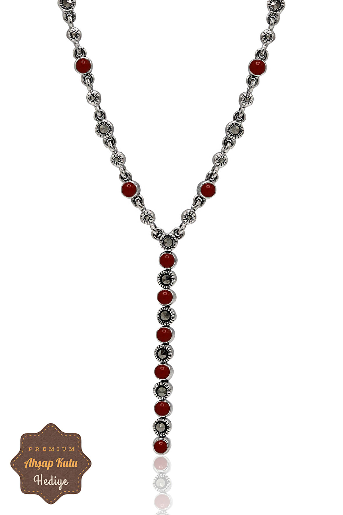 Akik Taşlı Su Yolu Model Markazit Taşlı Gümüş Kadın Gerdanlık 201024291