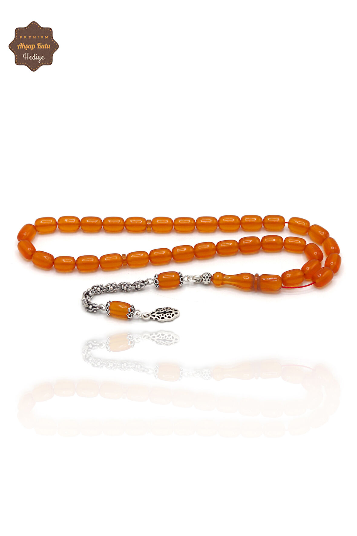 Turuncu Kapsül Kesim Gümüş İvme Püsküllü Ateş Kehribar Tesbih 201024373