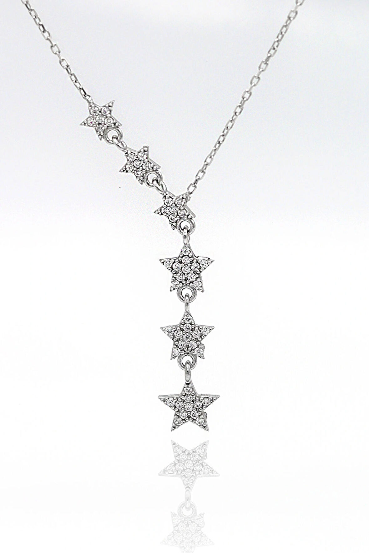 Zirkon Taşlı Yıldız Tasarım 925 Ayar Gümüş Kadın Kolye 201024388