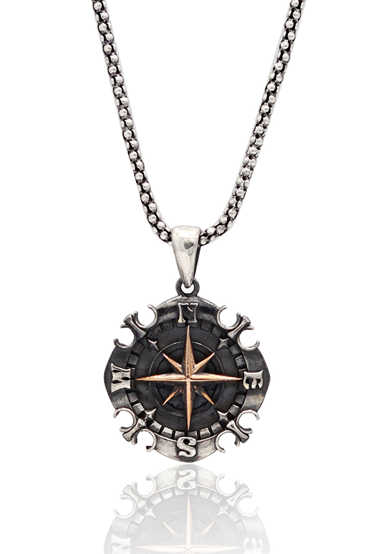 Pusula Model 925 Ayar Gümüş Erkek Zincir Kolye 201024456