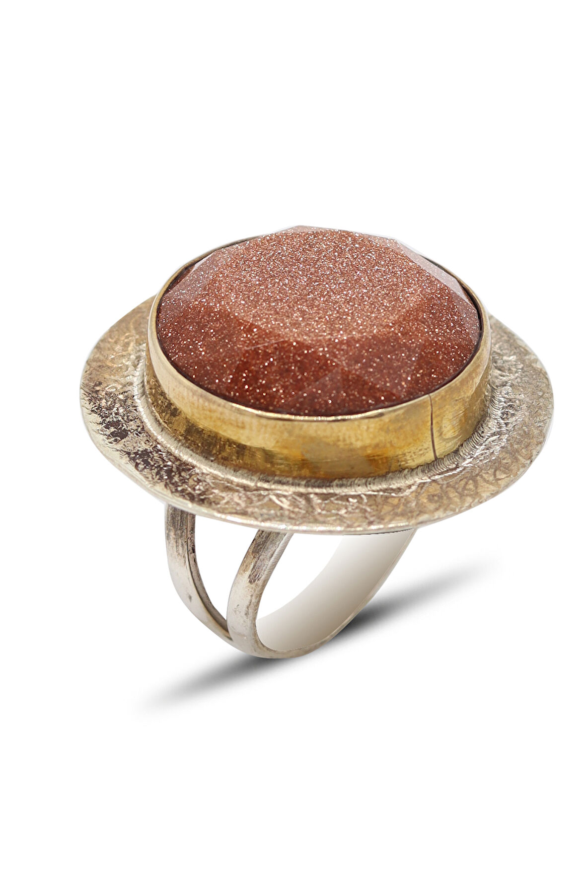 Yıldız Tozu Taşlı Çekiç İşlemeli 925 Ayar Gümüş Kadın Yüzük 201024485