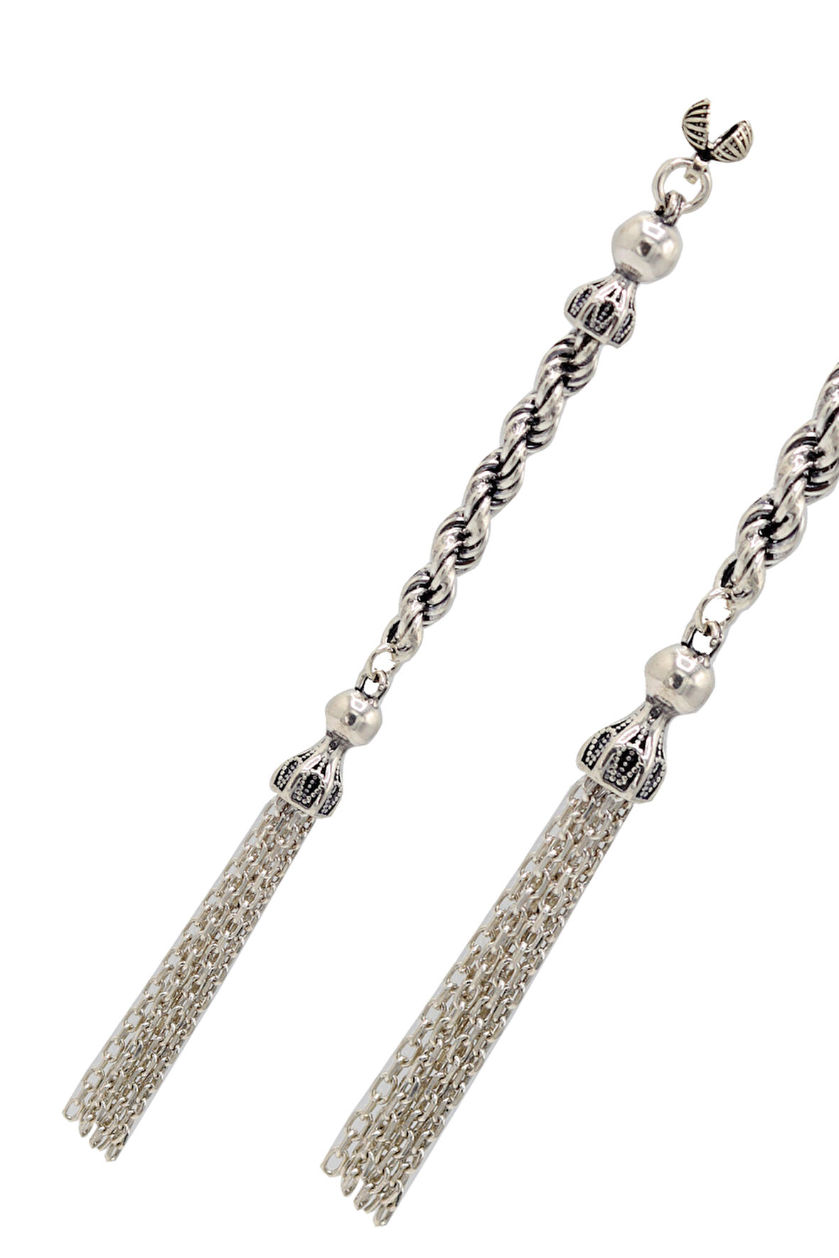 Örgülü Süpürge Model 925 Ayar Gümüş Tesbih Püsükülü 201024501