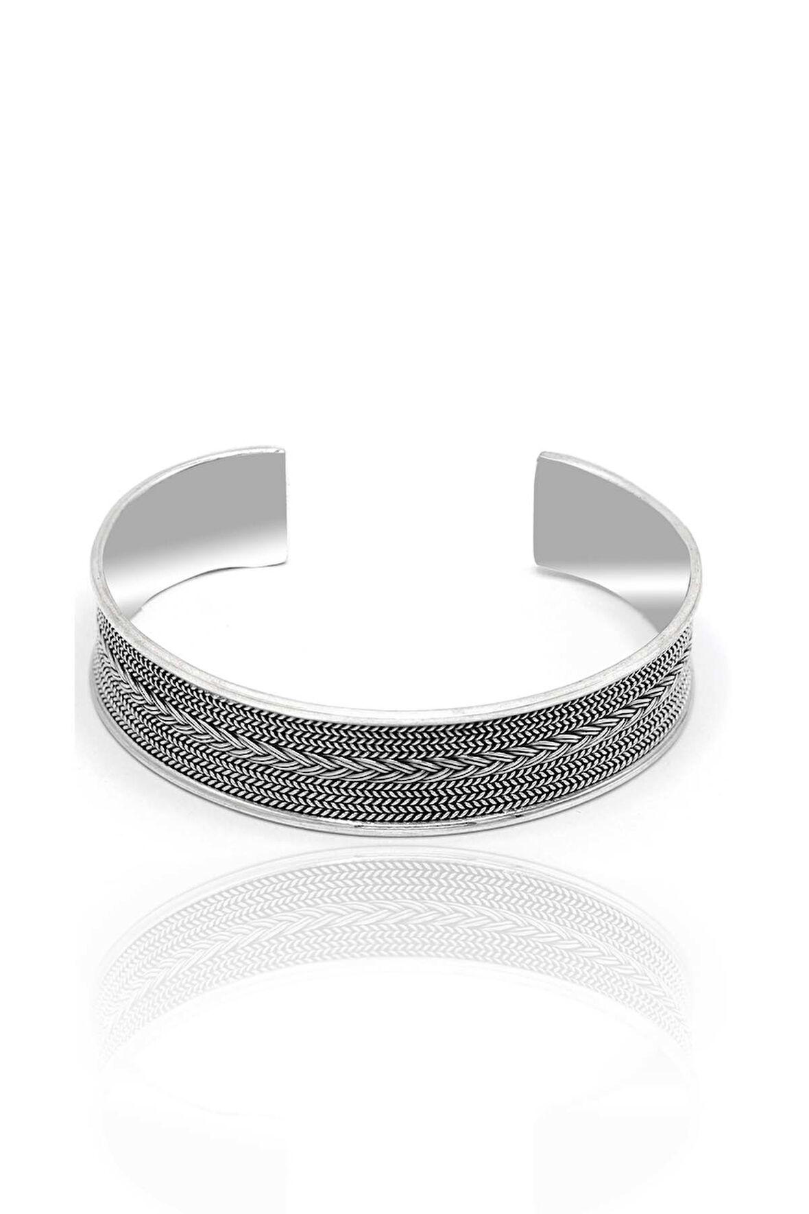 Örgü Model 925 Ayar Saf Gümüş Erkek Hasır Bilezik 201024513