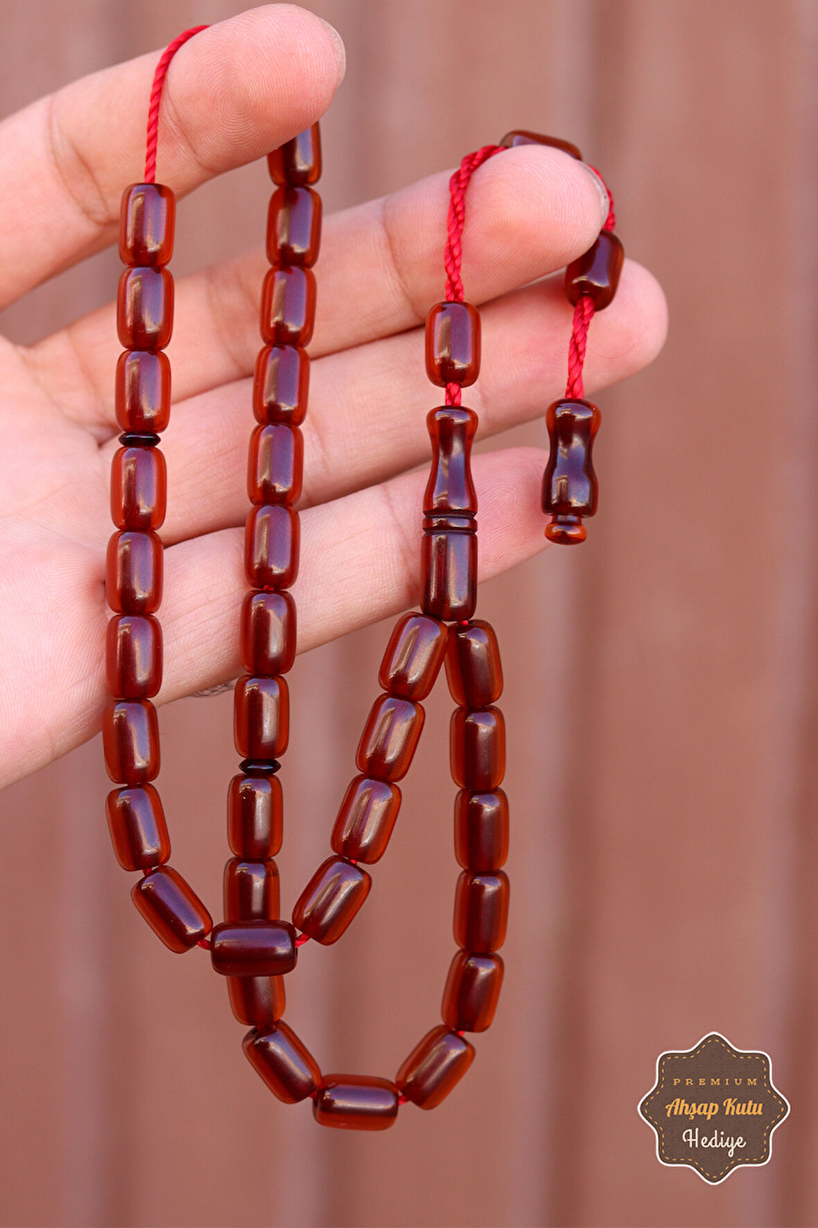 Kahverengi Kapsül Kesim Sistem Püsküllü Sıkma Kehribar Tesbih 201024540