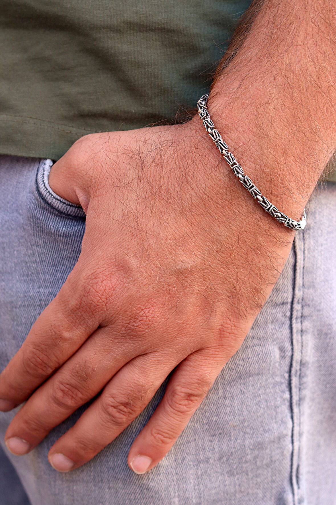 925 Ayar Gümüş Erkek Kral Zincir Bileklik 201024558