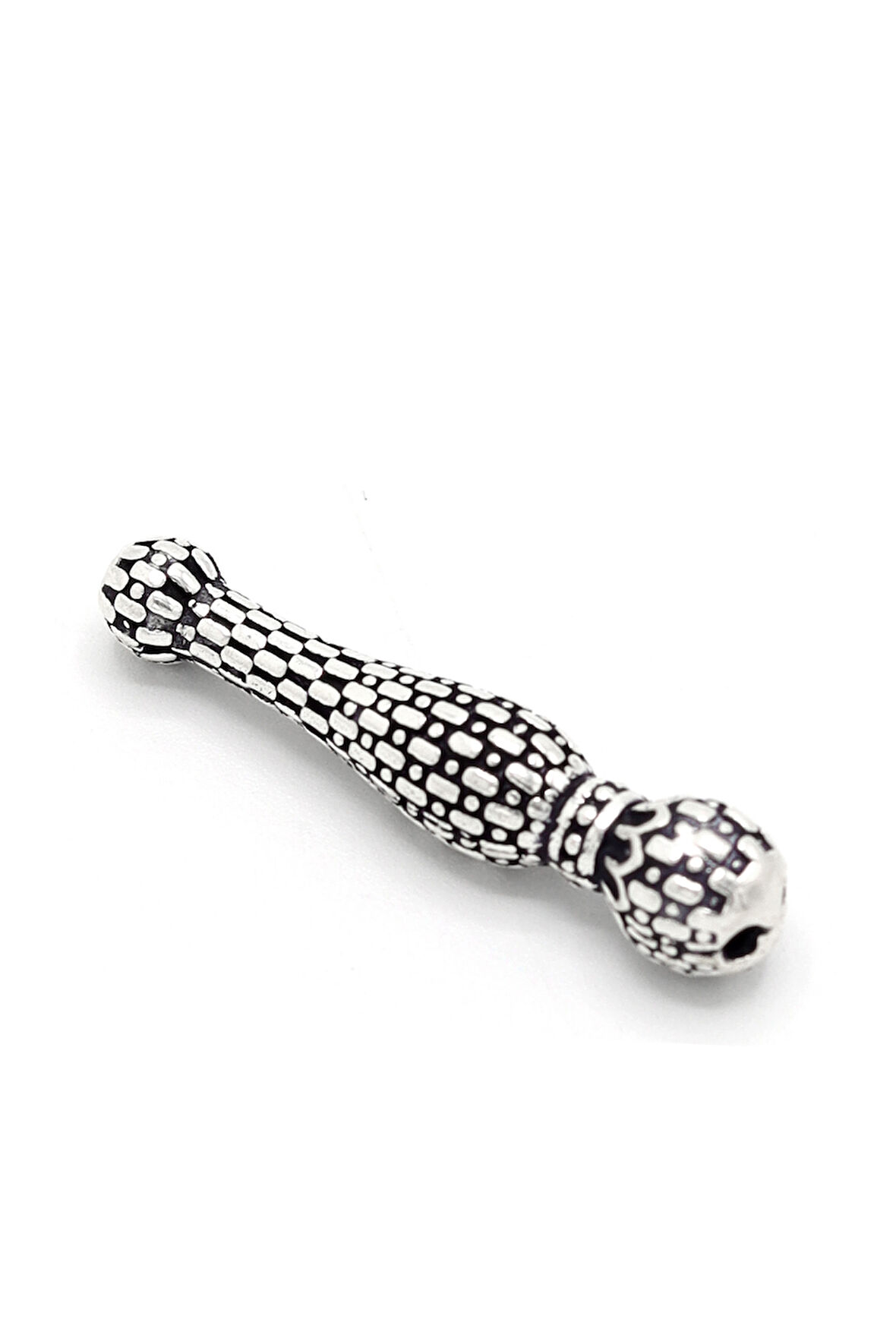 Çizgi Tasarım İşlemeli 925 Ayar Gümüş Tesbih İmamesi 201024589