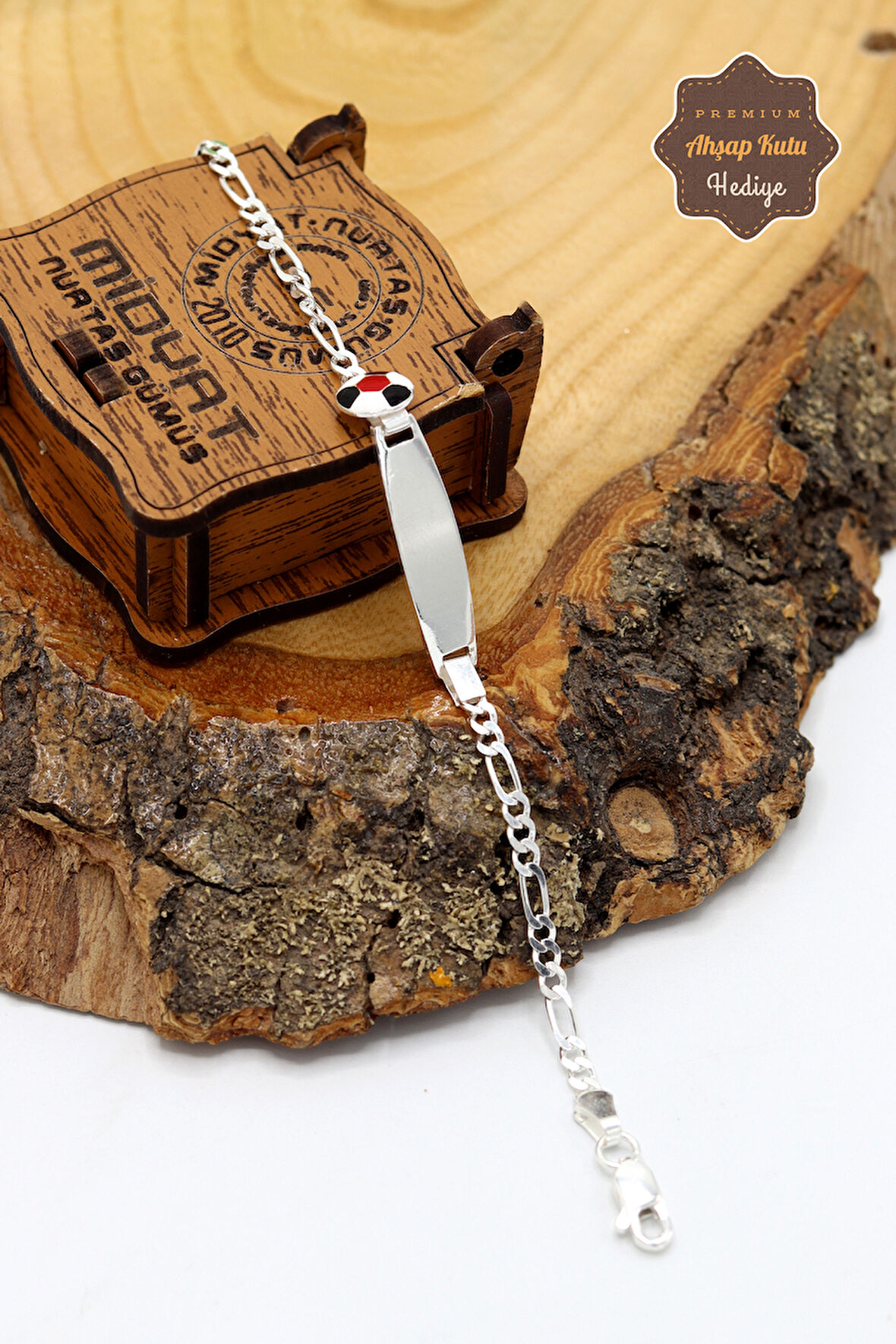 Siyah BeyazTop Model 925 Ayar Gümüş Çocuk Künyesi 201024613