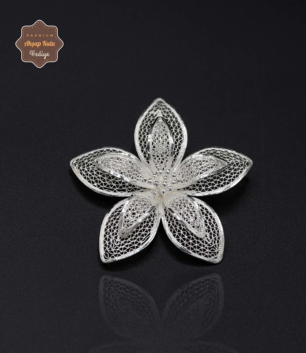 Zambak Model 925 Ayar Gümüş Saf Süper Telkari Broş 201024620