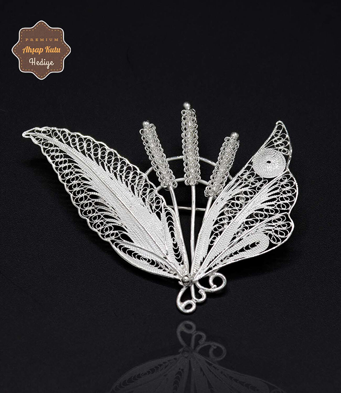 Yaprak Demeti Model 925 Ayar Gümüş Saf Süper Telkari Kadın Broş 201024631