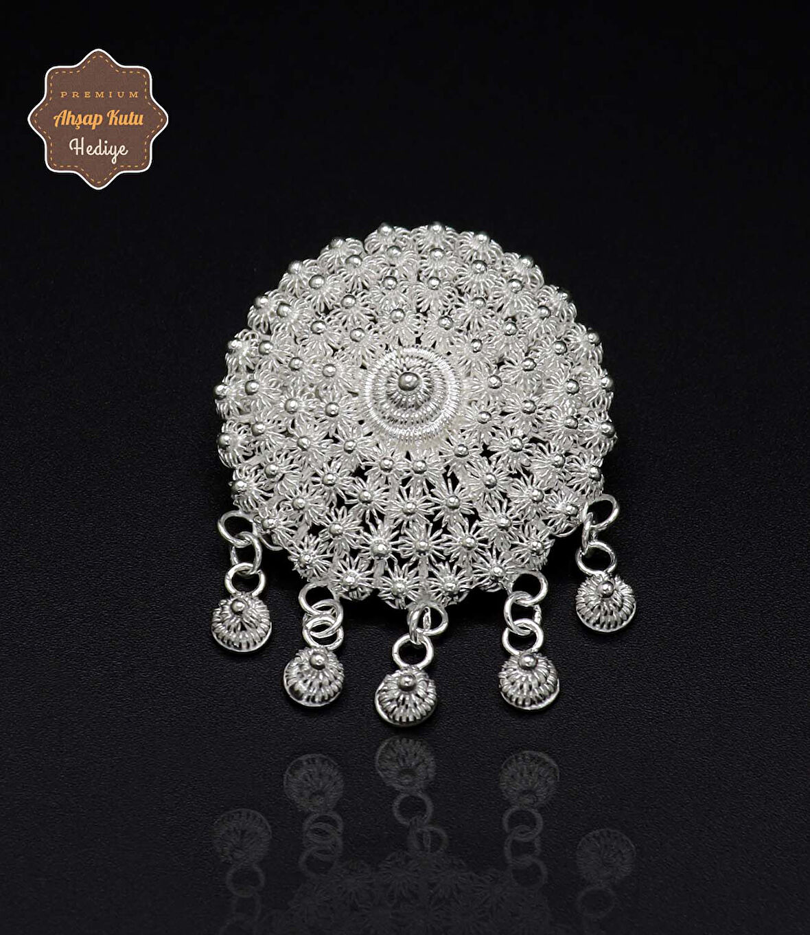 Sallantılı Bereket Model 925 Ayar Gümüş Saf Süper Telkari Kadın Broş 201024632