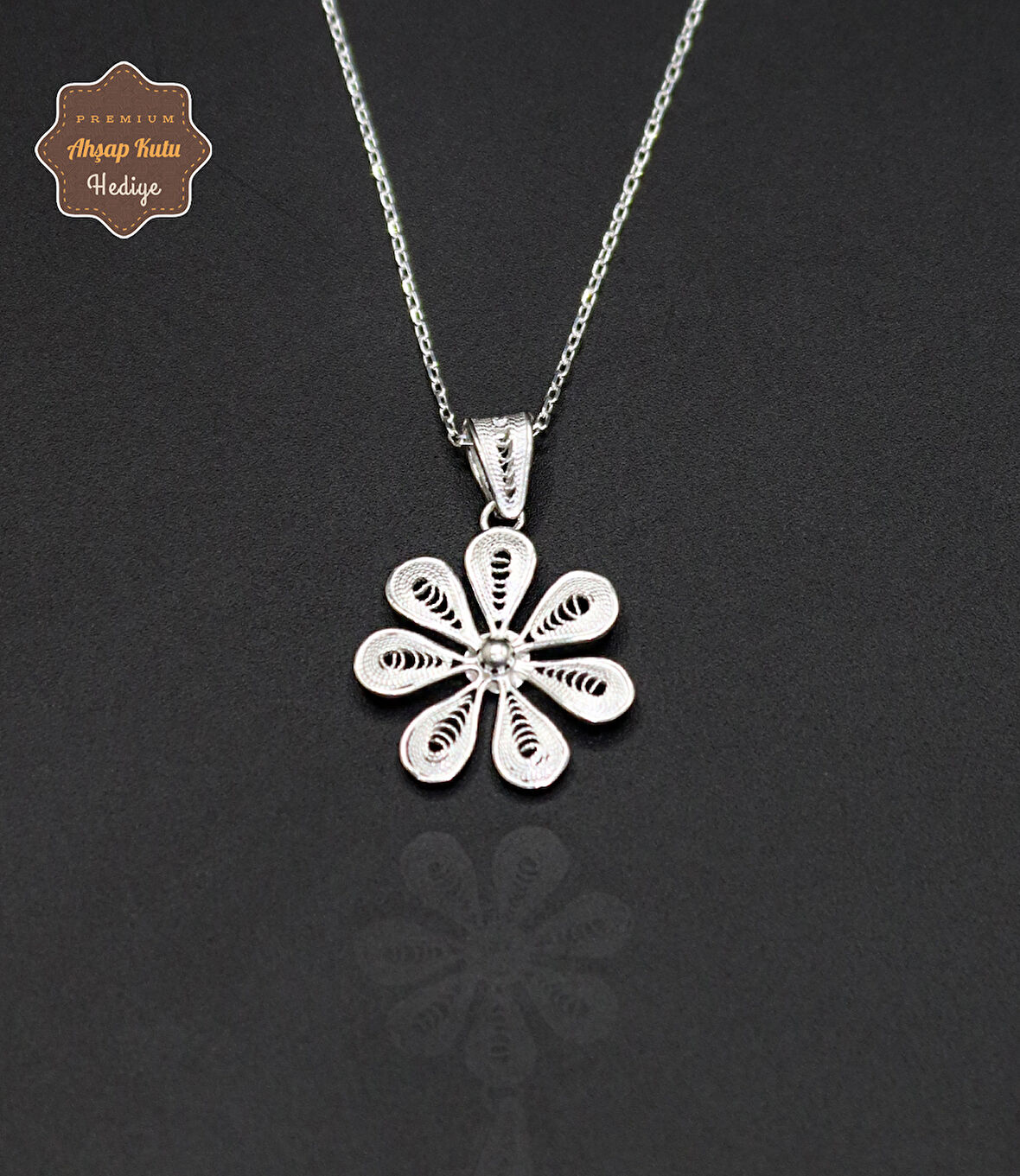 Papatya Model 925 Ayar Saf Gümüş Telkari Kadın Kolye 201024647