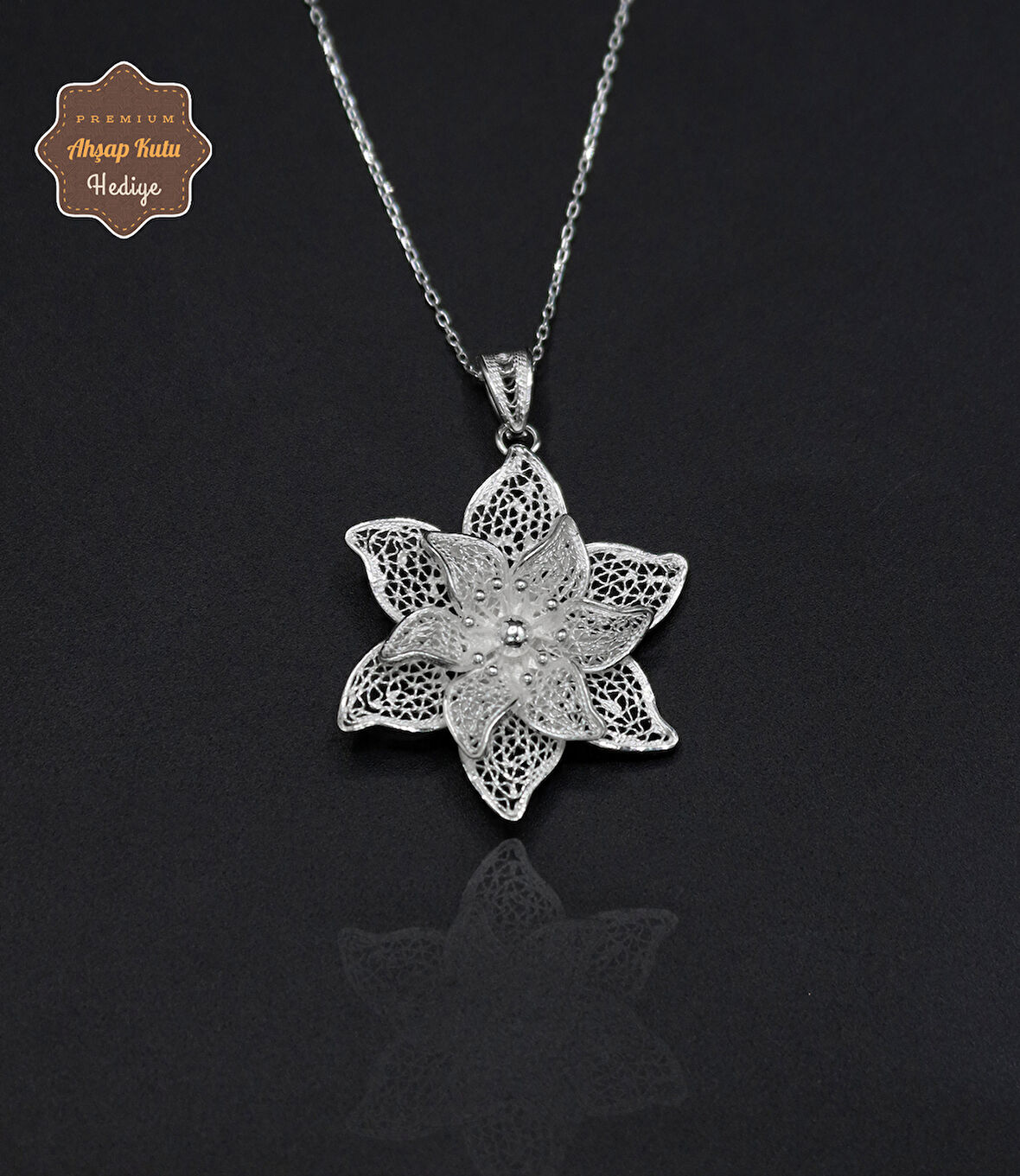 Zambak Model 925 Ayar Saf Gümüş Telkari Kadın Kolye 201024651