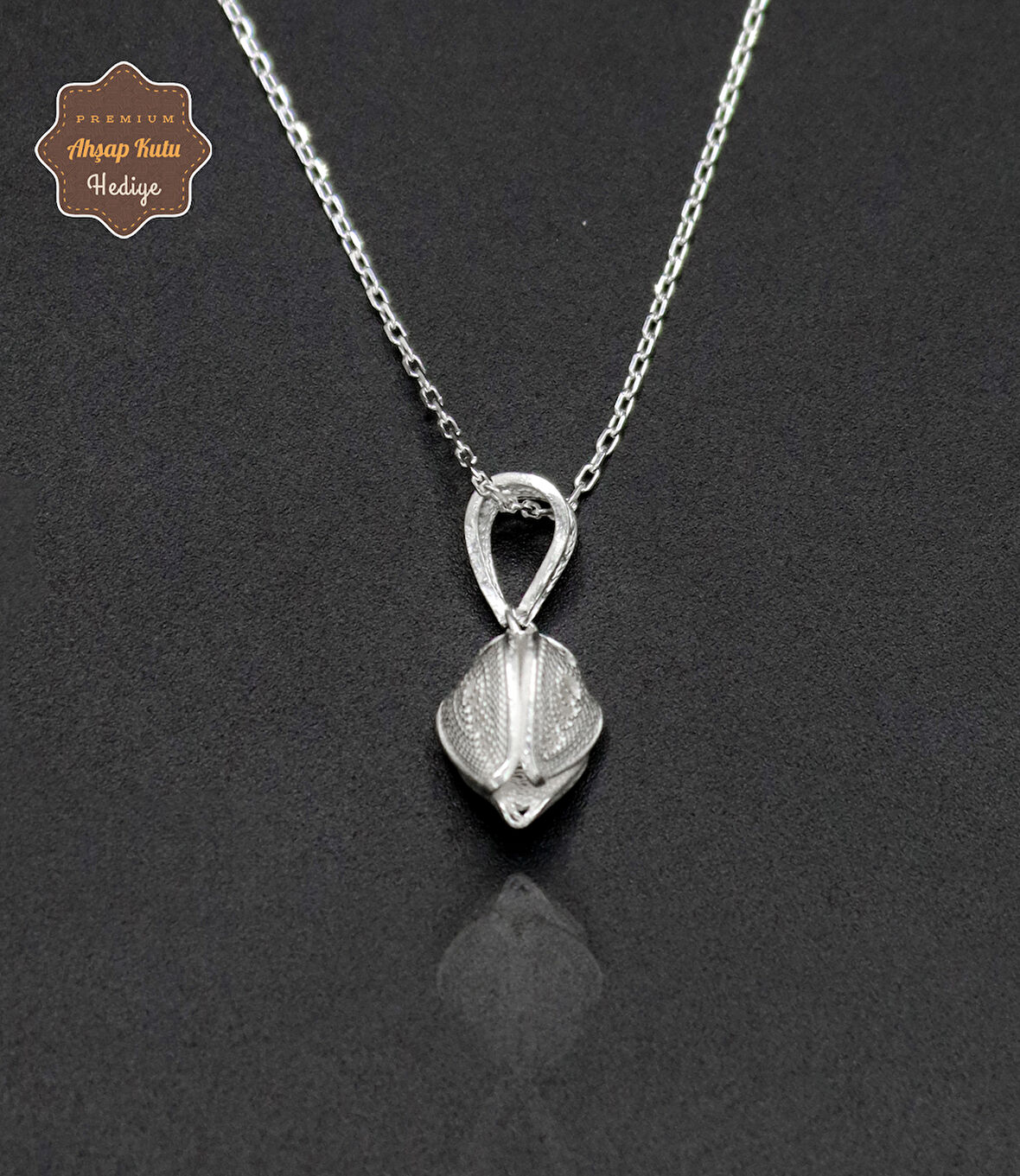Minik Lale Model 925 Ayar Saf Gümüş Telkari Kadın Kolye 201024657