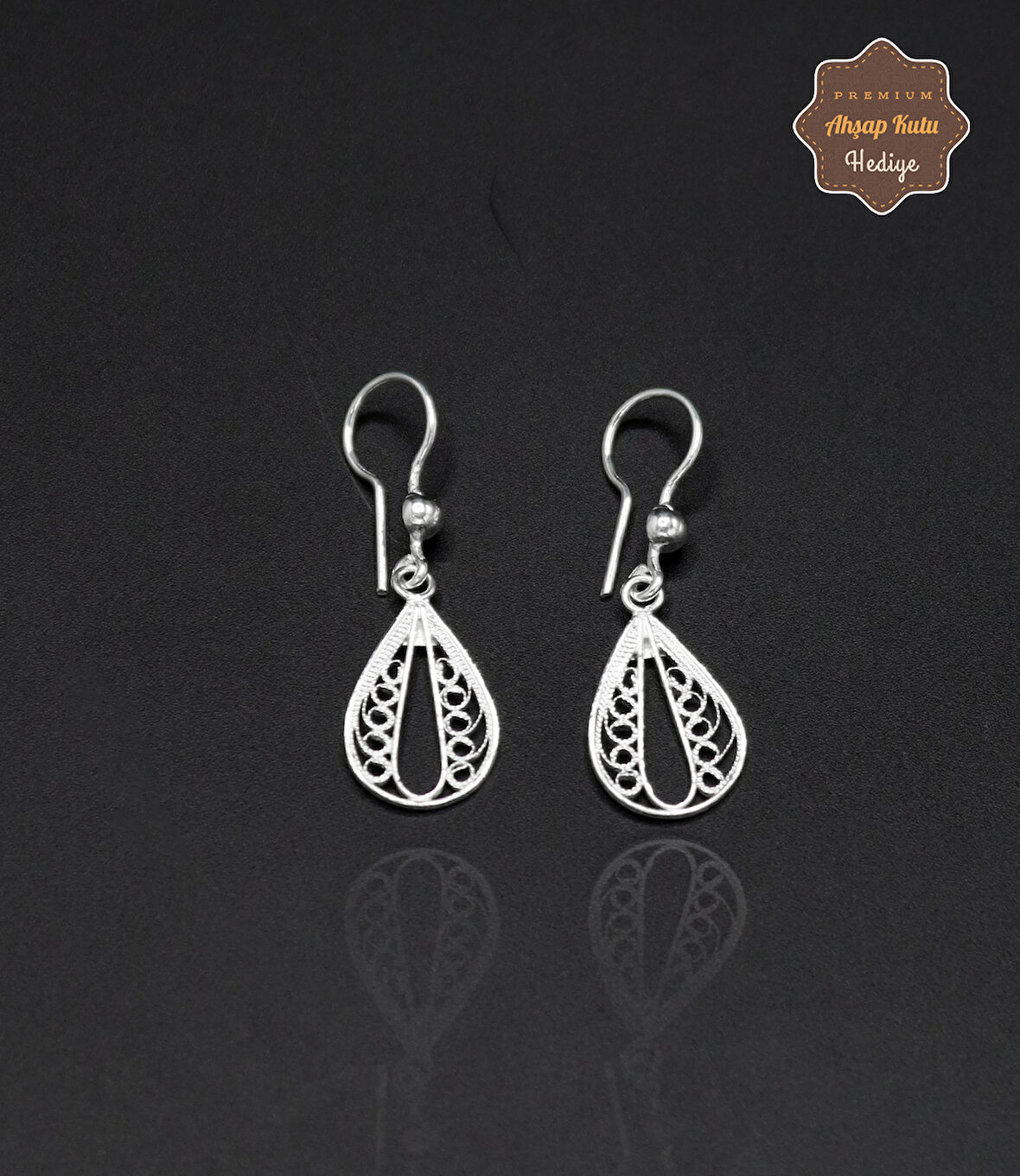 Sallantılı İşlemeli Damla Model 925 Ayar Gümüş Telkari Kadın Küpe 201024667