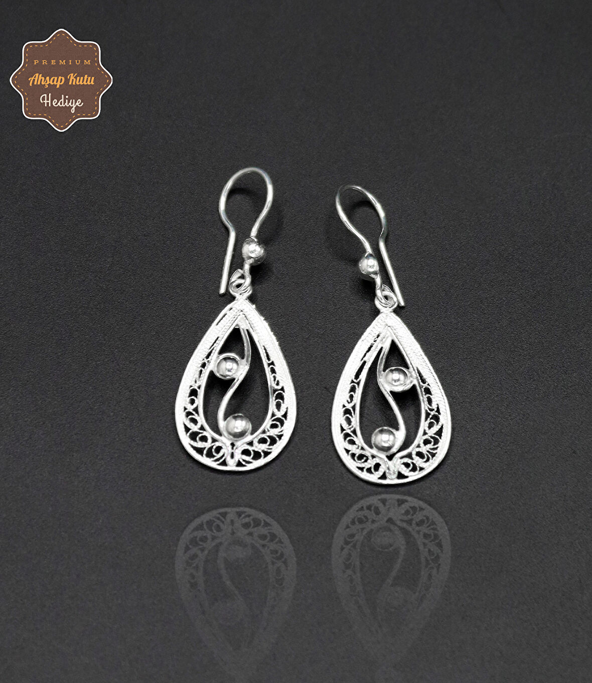 Sallantılı Nokta İşlemeli Damla Model 925 Ayar Gümüş Telkari Kadın Küpe 201024668